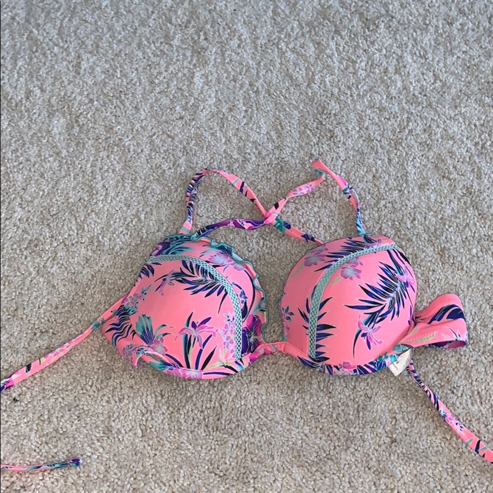 Target push up coral floral bikini top